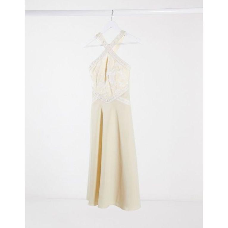 本店は リトルミストレス レディース ワンピース トップス Little Mistress Bridesmaid Lace Trim Detail Midi Dress In Buttercup Yellow メール便なら送料無料 Miamiconservatoryofmusic Com