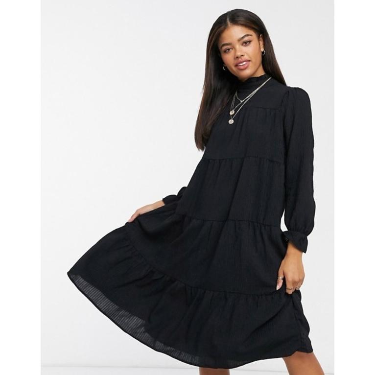超人気の ピーシーズ レディース ワンピース トップス Pieces Midi Dress With High Neck And Tiered Skirt In Black 01 Bla リビーダ Yahoo ショップ 通販 Yahoo ショッピング 公式 Www Ladislexia Net