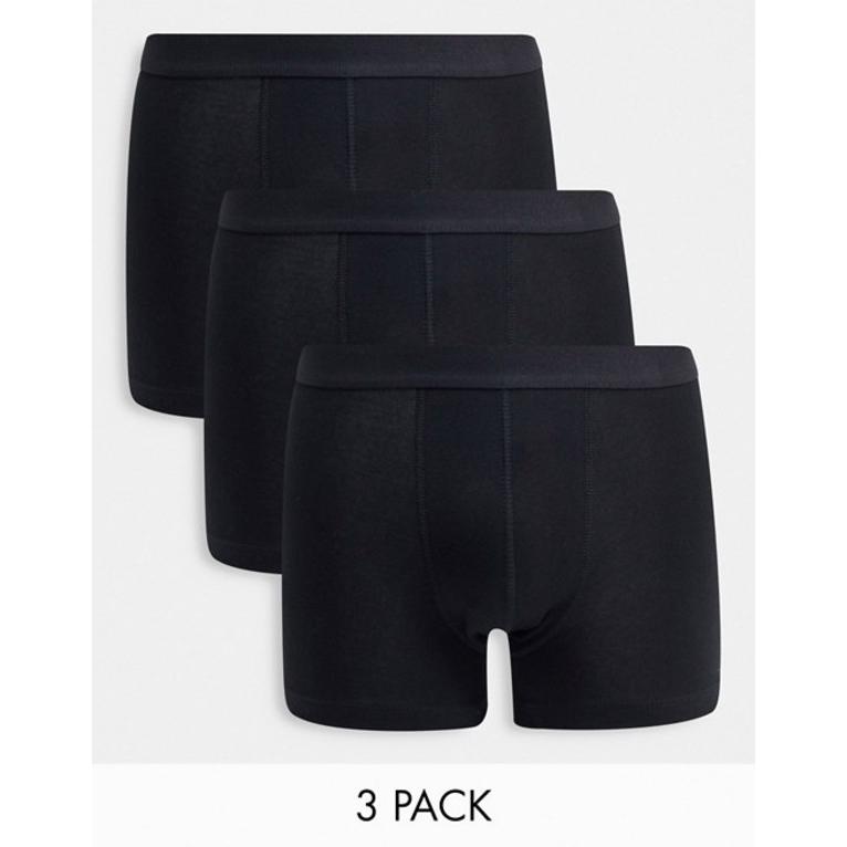 エイソス メンズ トランクス セール商品 アンダーウェア ASOS DESIGN 3-pack organic cotton black in 人気No.1 trunks blend