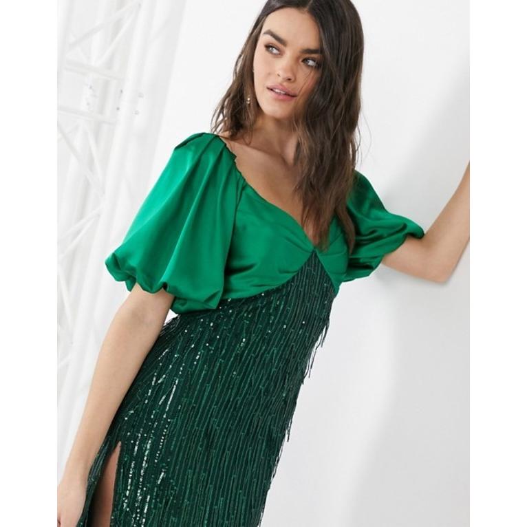 在庫限り ビルゴスラウンジ レディース ワンピース トップス Virgos Lounge Puff Sleeve Bardot Midi Dress With Embellished Skirt In Green 01 Gre リビーダ Yahoo ショップ 通販 Yahoo ショッピング 最安 Www Doctor Plan Com