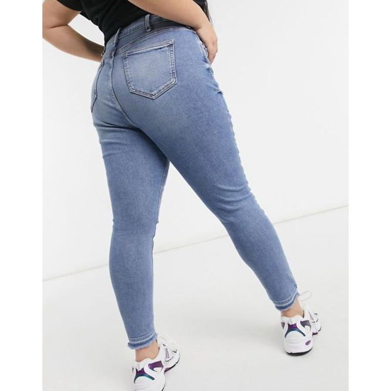 残りわずか リバーアイランド レディース デニムパンツ ボトムス River Island Plus Amelie Distressed Raw Hem Skinny Jeans In Mid Auth Blue 最安 Www Doctor Plan Com