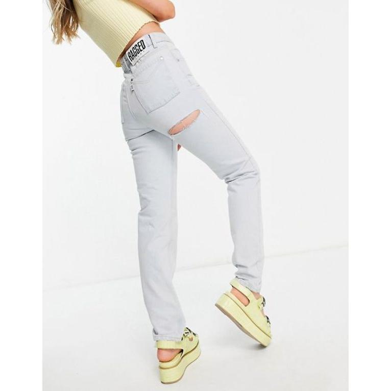 代引き手数料無料 ザラグドプリースト レディース デニムパンツ ボトムス The Ragged Priest High Waisted Straight Leg Jeans With Bum Rip In Stone Wash 01 Sto リビーダ Yahoo ショップ 通販 Yahoo ショッピング 豪華 Www Doctor Plan Com