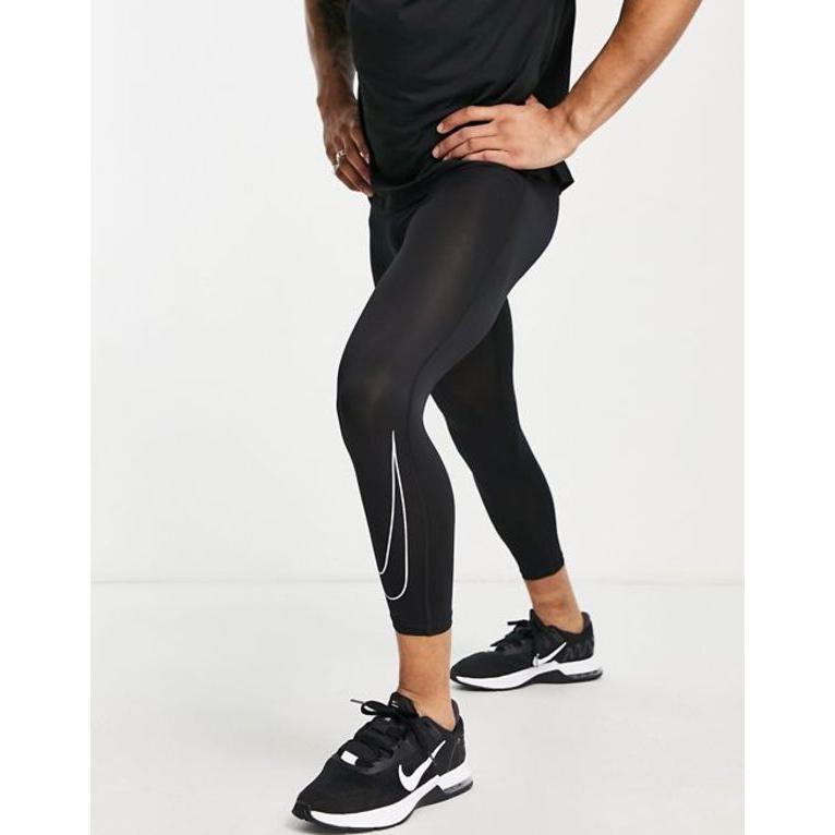 ナイキ メンズ レギンス ボトムス Nike Training Pro Swoosh Outline Length 4 In Leggings Graphic 高級感 Black Compression 3