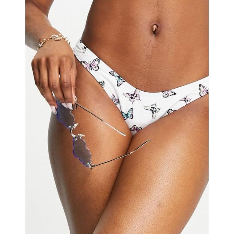 ニュールック レディース ボトムスのみ 水着 New Look bikini bottom in white butterfly print