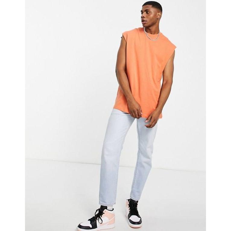 エイソス メンズ タンクトップ トップス Asos Design Oversized Tank In Orange 種類豊富な品揃え