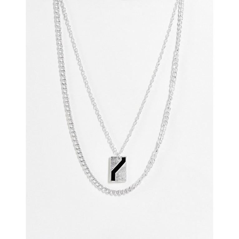 アイコンブランド メンズ ネックレス チョーカー アクセサリー Icon Brand Double Chain And Pendant In Silver 定番の冬ギフト