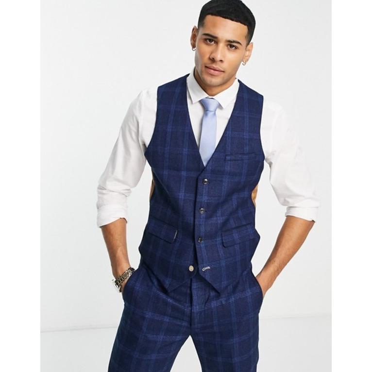 ハリー ブラウン メンズ タンクトップ トップス Harry Brown Slim Fit Windowpane Check Vest あなたにおすすめ の商品