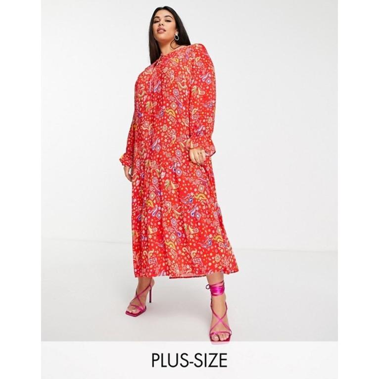本州送料無料 ネバーフリードレスド レディース ワンピース トップス Never Fully Dressed Plus Dolly Smock Printed Dress In Red 高級感 Www Superavila Com