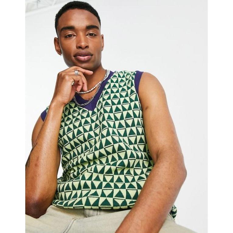 エイソス メンズ タンクトップ トップス Asos ファッション タンクトップ Design Knit Tank Tile メンズ 01