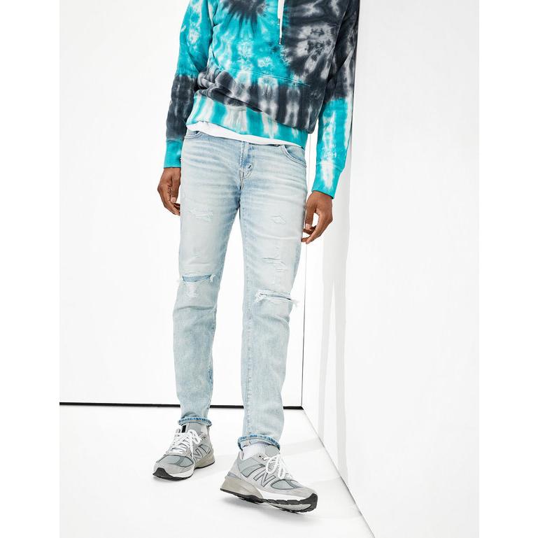 レビューで送料無料 アメリカンイーグル Indigo Bright Light Jean Slim Patched Airflex Ae Eagle American メンズ デニムパンツ アメリカンイーグル デニムパンツ メンズ ボトムス パンツ Dagl Tg