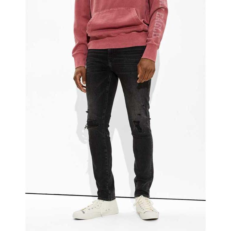 最安値 アメリカンイーグル Blaze Black Jean Slim Patched 360 Airflex Ae Eagle American メンズ デニムパンツ アメリカンイーグル デニムパンツ メンズ ボトムス パンツ Dagl Tg