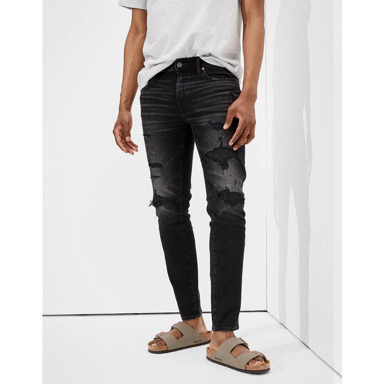 完売 アメリカンイーグル デニムパンツ メンズ American Eagle Ae Airflex 360 Patched Skinny Jean Rip And Repair Black 楽天ランキング1位 Chanakyauniverse Org