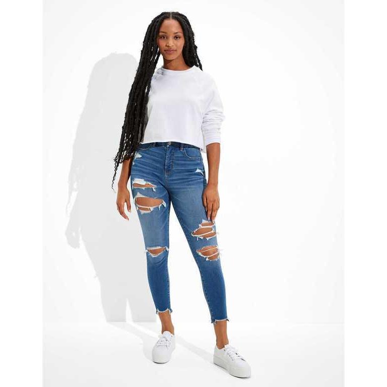 アメリカンイーグル デニムパンツ レディース American Eagle Ae Dream Ripped Curvy High Waisted Jegging Crop Jeweled Blue 03 4432 3764 4 リビーダ Yahoo ショップ 通販 Yahoo ショッピング