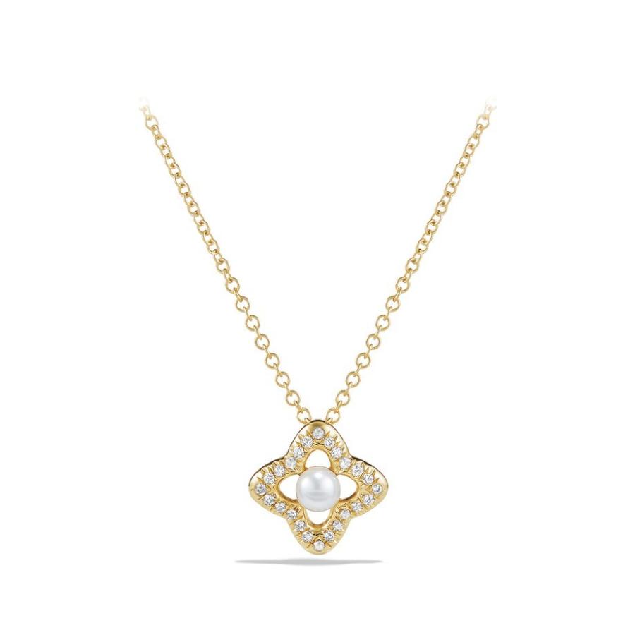 デイビット ユーマン レディース ネックレス チョーカー アクセサリー David Yurman Venetian Quatrefoil Necklace With Diamonds In 18k Gold Purrworld Com