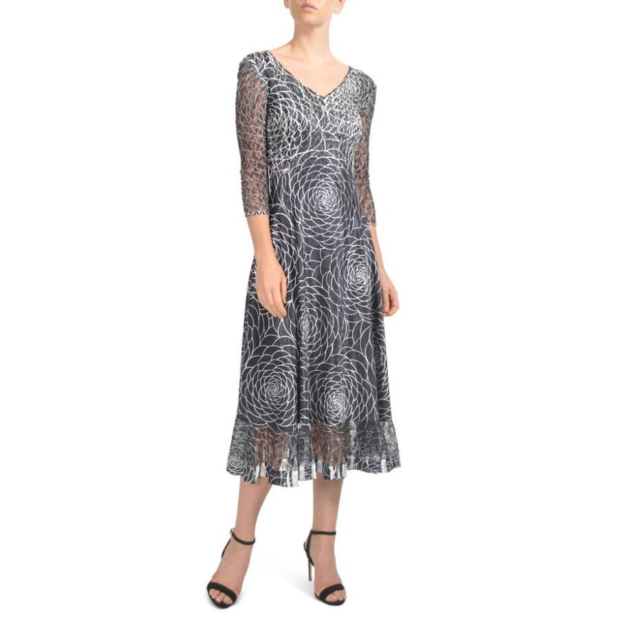 コマロフ レディース ワンピース トップス Komarov Charmeuse Lace Midi Dress Regular Petite Varibox Ibc Com