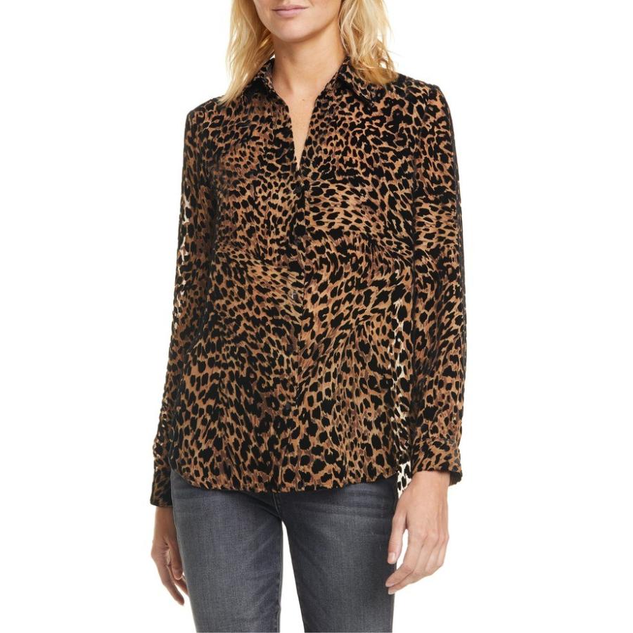 ラジャンス レディース カットソー トップス L Agence Nina Leopard Burnout Blouse Www Constructoracg Cl