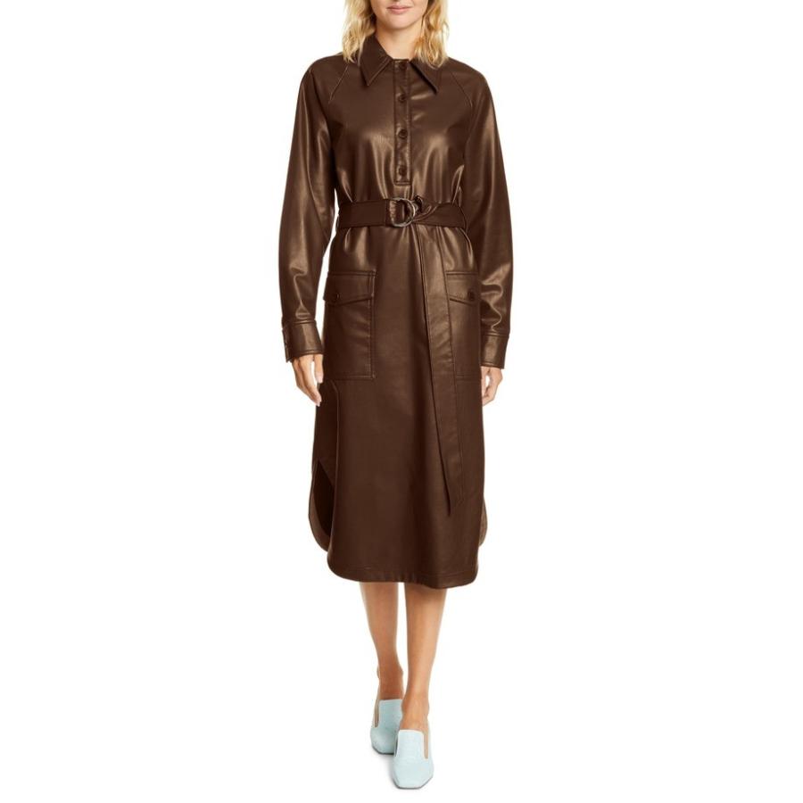 ティビ レディース シャツ トップス Tibi Sleeve 春の新作 Leather Faux Shirtdress Long