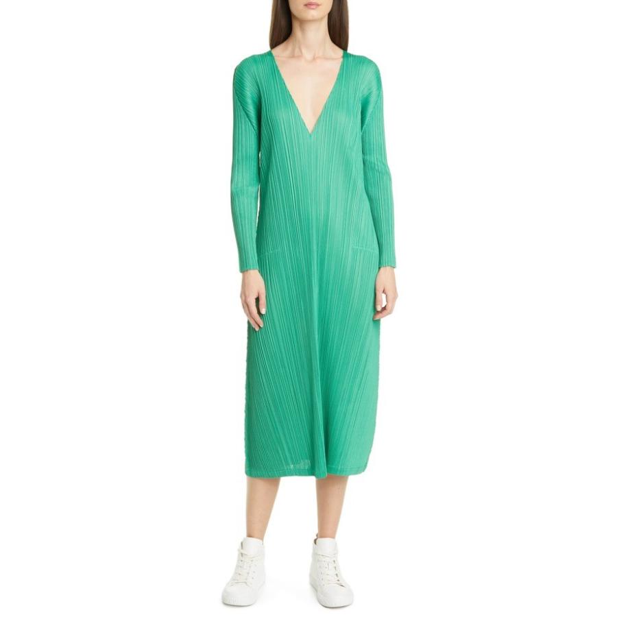 プリーツ プリーズ イッセイ ミヤケ レディース ワンピース トップス Pleats Please Issey Miyake Pleated Long Sleeve Midi Dress Supersport Tn