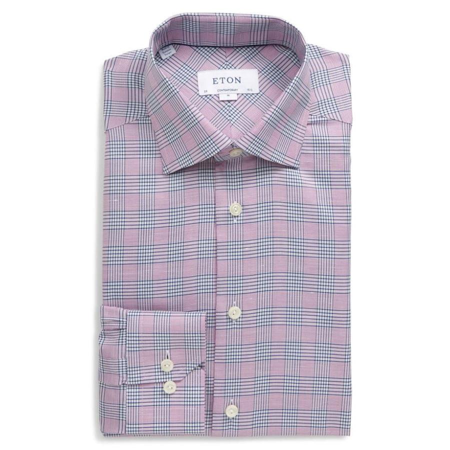 エトン メンズ シャツ トップス Eton Contemporary Fit Plaid Cotton Linen Dress Shirt Archangelbrow Com