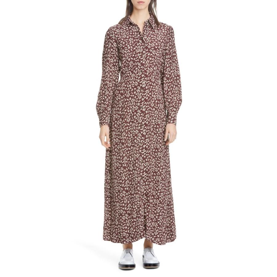 ガニー レディース シャツ トップス Ganni Floral Print Long Sleeve Maxi Shirtdress Wqfna Com