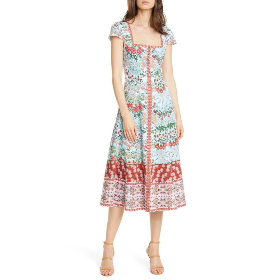 アリス アンド オリビア レディース ワンピース トップス Alice Olivia Estrella Wildflower Print Square Neck Midi Dress Segdielectriques Com