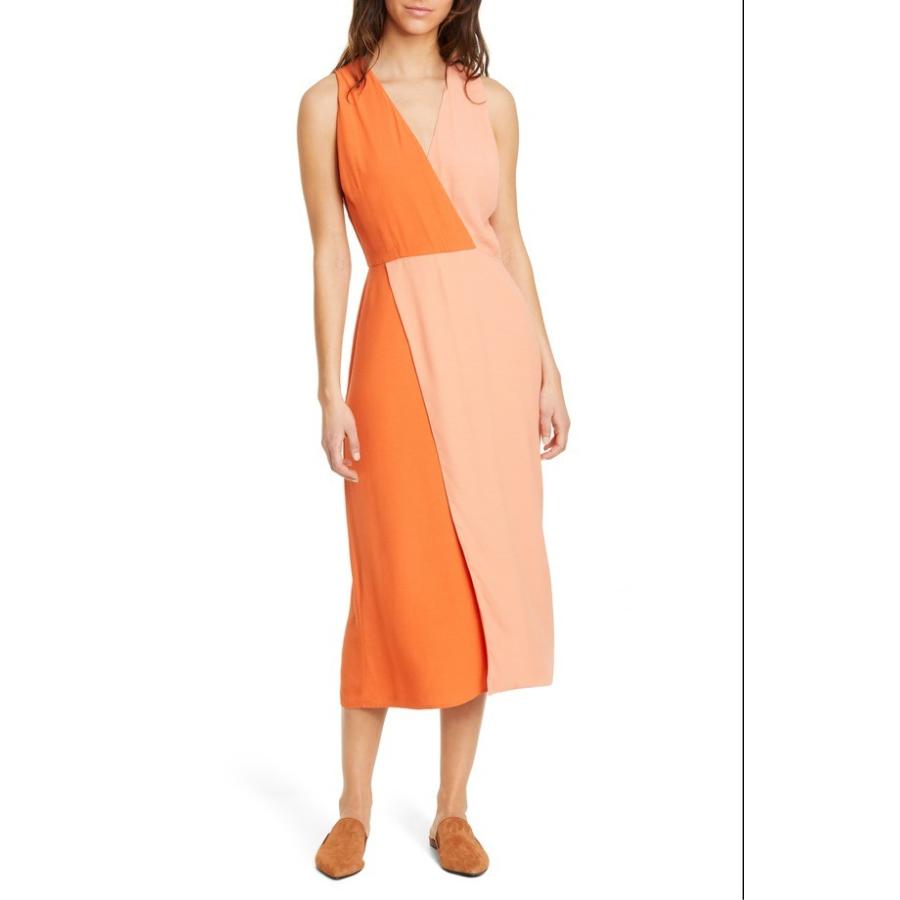 エキプモン レディース ワンピース トップス Equipment Galane Colorblock Crepe Dress Winestyles Jp