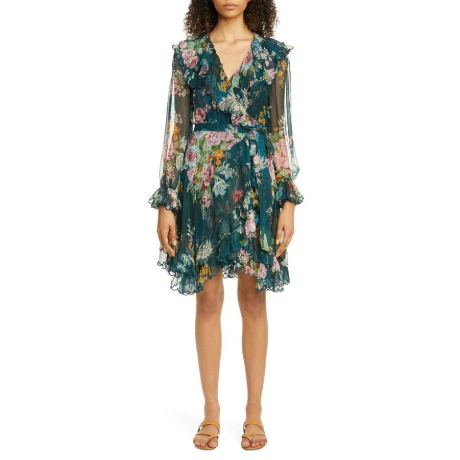 ジマーマン レディース ワンピース トップス Zimmermann Wavelength Scalloped Ruffle Long Sleeve Silk Minidress Www Parselsorgu Com