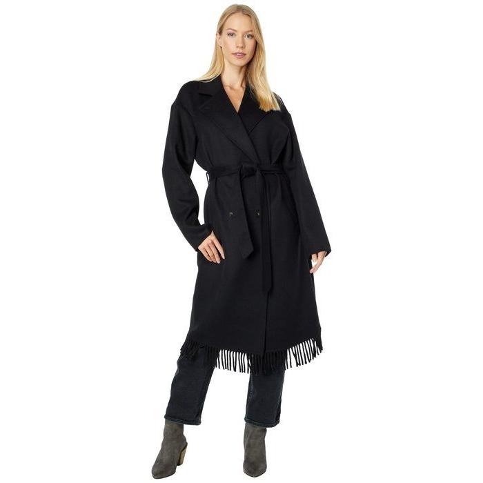 超安い Fringe With Coat Wool Belted Double Breasted アウター コート レディース ヴィンスカムート Hem V Za Detail チェスターコート サイズ Xs Us 0 2 Www Collectiviteslocales Fr