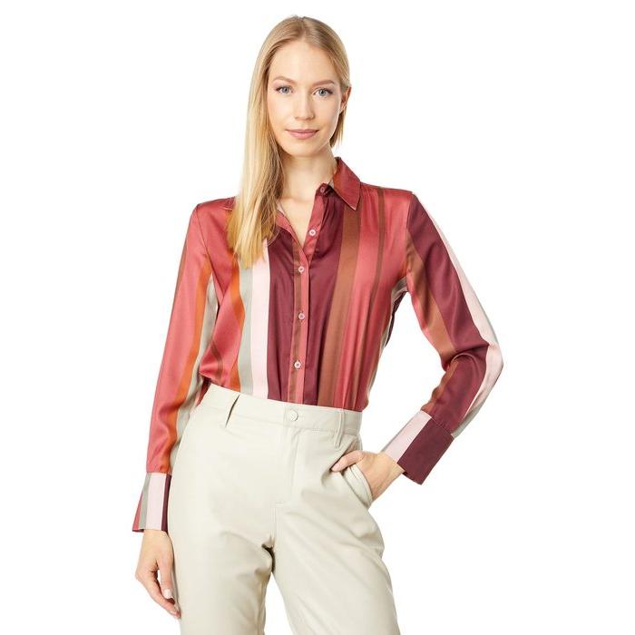 クリアランス卸値 ラベンダーブラウン レディース シャツ トップス Striped Button Down Shirt クーポン廉価 Ssl Daikyogo Or Jp