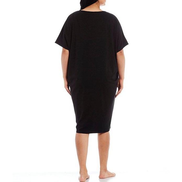 人気特価 V-Neck Solid Plus アンダーウェア ナイトウェア レディース ケイトランドリー Sleeve Dress Lounge Midi トップス サイズ:1X/2X 人気特価 V-Neck Solid Plus アンダーウェア ナイトウェア レディース ケイトランドリー Sleeve Dress Lounge Midi トップス サイズ:1X/2X