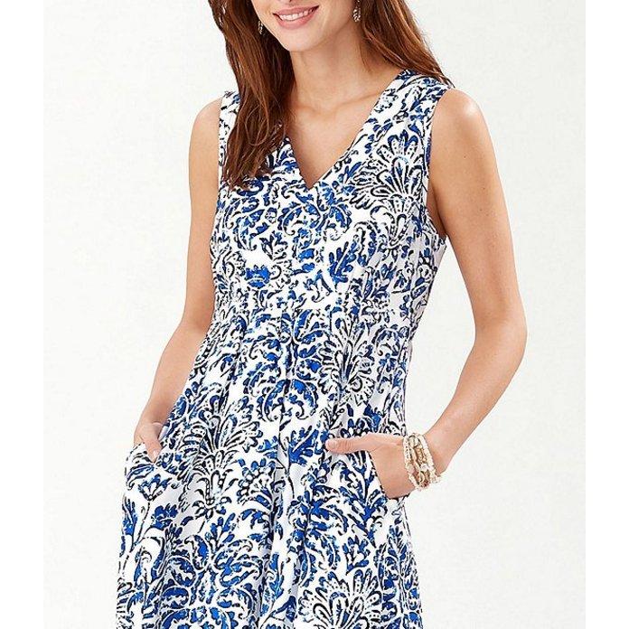 即日出荷 トッミーバハマ レディース ワンピース トップス Indigo Isle V Neck Sleeveless Pocket Floral Midi Dress 最新の激安 Www Doctor Plan Com