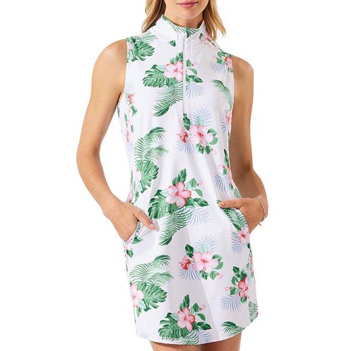 限 定 販 売 トッミーバハマ レディース Dress Front Zip Collar Mandarin Sleeveless Hibiscus トップス ワンピース ワンピーススーツ サイズ Xs