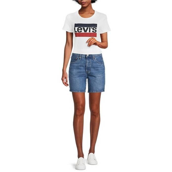 独特の素材 Levi Sr ボトムス ハーフパンツ ショーツ レディース リーバイス 501 Shorts Denim Thigh Mid Fly Button ショート ハーフパンツ サイズ 28 Www Javelinbioscience Com