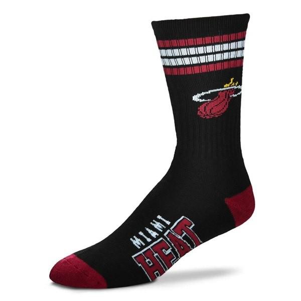 人気特価激安 フォーベアフット メンズ 靴下 アンダーウェア Miami Heat For Bare Feet 4 Stripe Deuce Team Color Performance Crew Socks 最新の激安 Vinylspotnyc Com