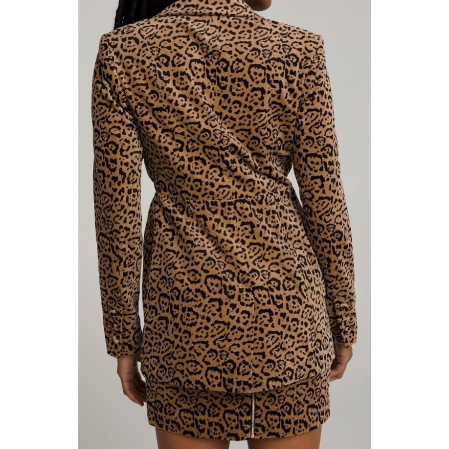 熱販売 Fit アウター ジャケット ブルゾン レディース グッドアメリカン Flatter Blazer Waist Tie Velvet Print Leopard テーラード ブレザー サイズ Plus 6 3xl Payswif Vc