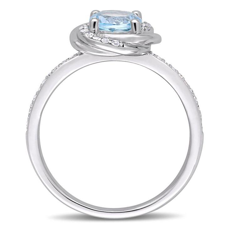 デルマー レディース リング アクセサリー Blue Topaz (1 ct. and Diamond (1 ct. Swirl Ring in 10k White Gold Blue Topaz