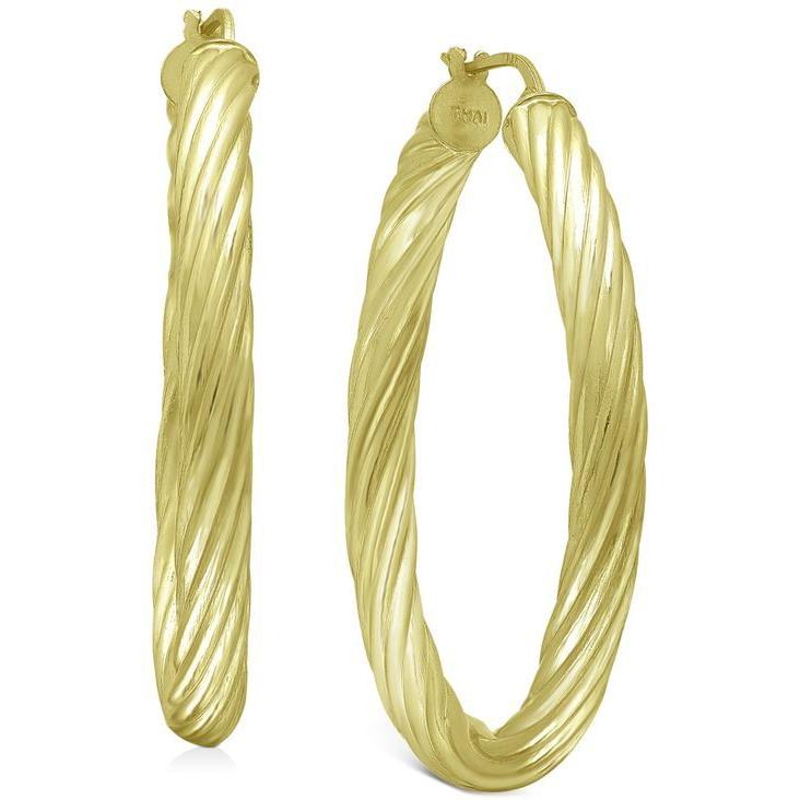 定番のお歳暮＆冬ギフト Earrings Hoop Tube Twist Medium アクセサリー ピアス・イヤリング レディース ベルニーニ ジャーニ in 1.57 Silver Sterling Gold-Plated 18k イヤリング