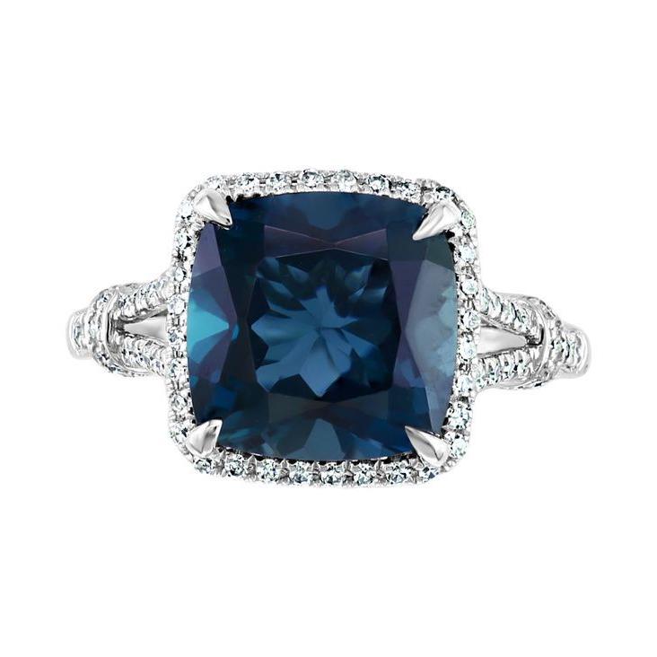 エフィー レディース リング アクセサリー EFFY® London Blue Topaz (5-1/3 ct.  Diamond  (1/4 Statement Ring in 14k White Gold 超值特卖