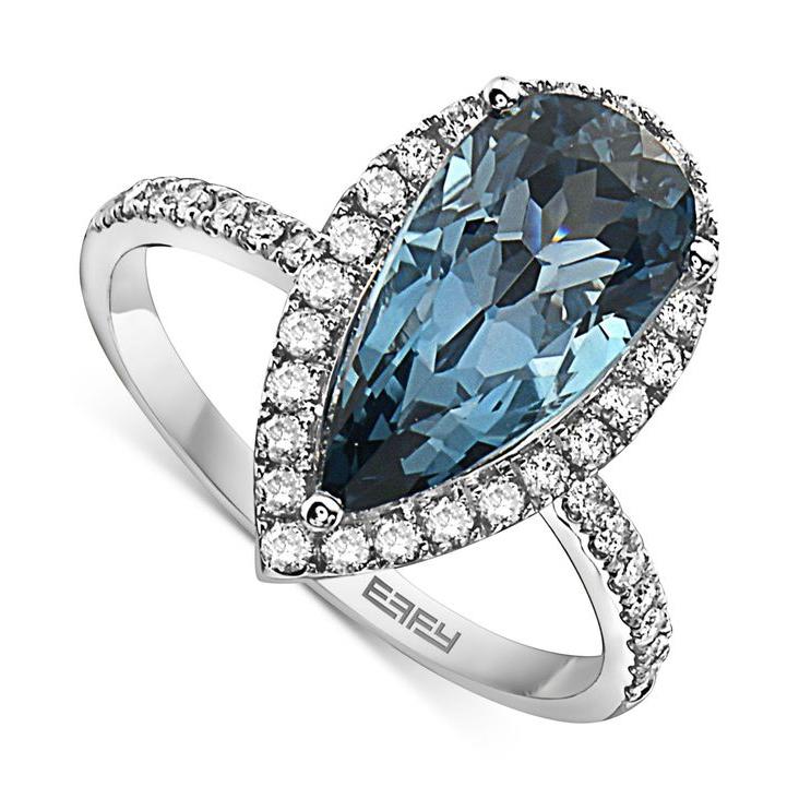 2021新商品 エフィー レディース リング アクセサリー 14K White Gold Blue Topaz Diamond Ring Size  BLUE