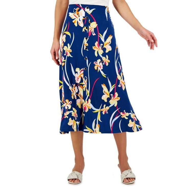 正規品販売！ ジェイエムコレクション レディース Skirt Button-Front Printed ボトムス スカート ひざ丈スカート