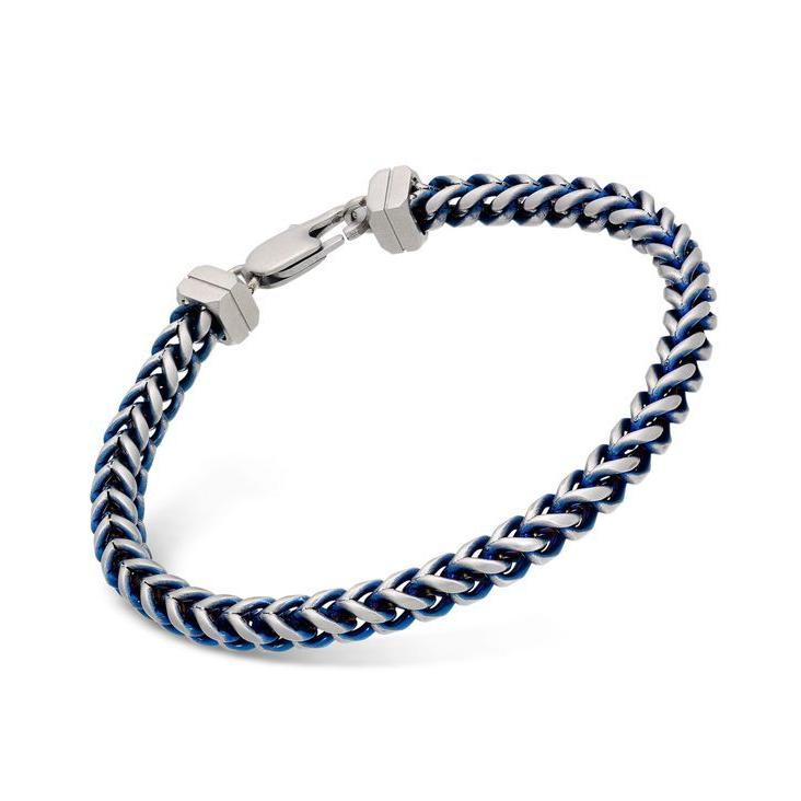 ブレスレット・バングル・アンクレット レディース エスクァイア アクセサリー Ion-Plating Blue and Steel Stainless in Bracelet Chain Link ブレスレット 国産品