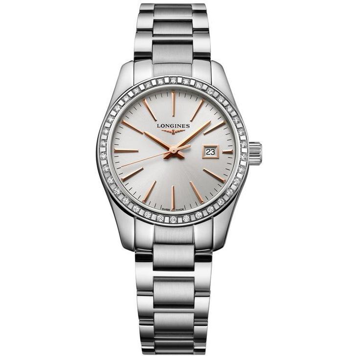 現品限り一斉値下げ！ t.w.) ct. (5/8 Diamond Classic Conquest Swiss Women's アクセサリー 腕時計 レディース ロンジン Stainless 29mm Watch Bracelet Steel 腕時計