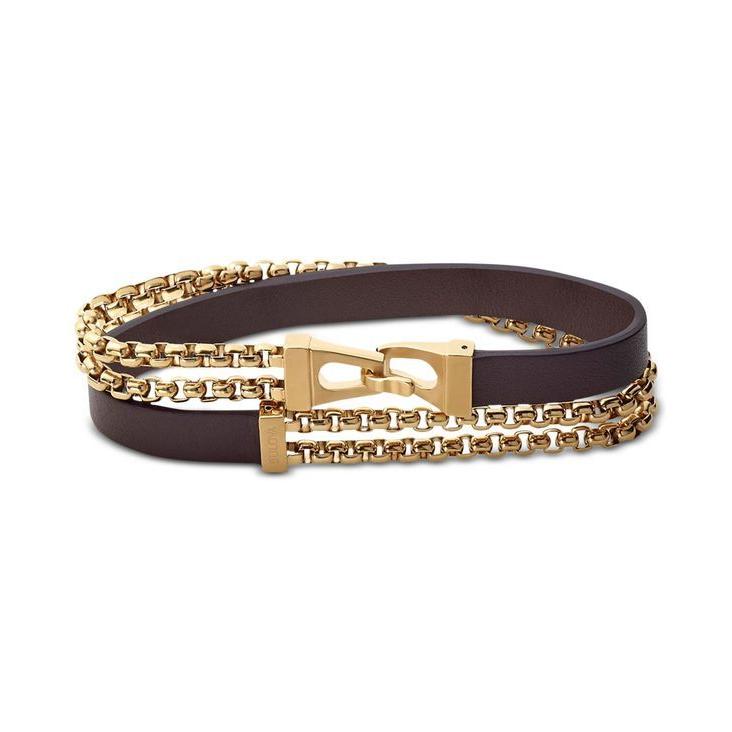 名作 メンズ ブロバ ブレスレット バングル アンクレット Steel Stainless Gold Tone In Bracelet Wrap Leather Double Chain Men S アクセサリー ブレスレット バングル アンクレット メンズ ブロバ メンズアクセサリー Postetelecom Gouv Cg