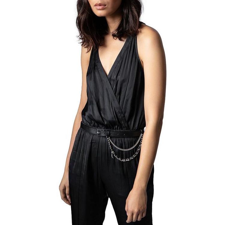 ザディグ エ レディース ヴォルテール Satin レディース ジャンプスーツ トップス Caps Satin ヴォルテール Jumpsuit 61 Noir