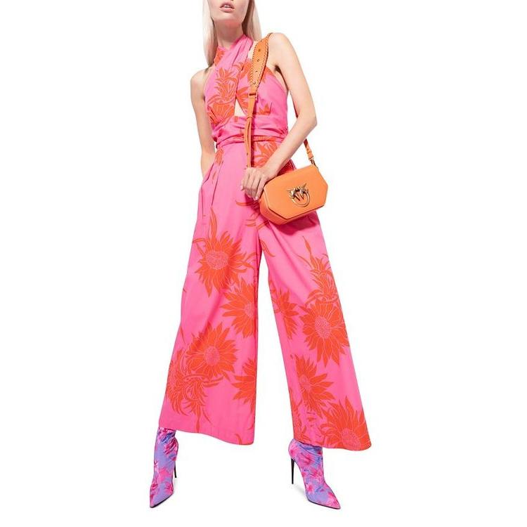 正規取扱店正規取扱店ピンコ レディース ジャンプスーツ トップス Floral Print Halter Wide Leg Jumpsuit ボトムス、パンツ 