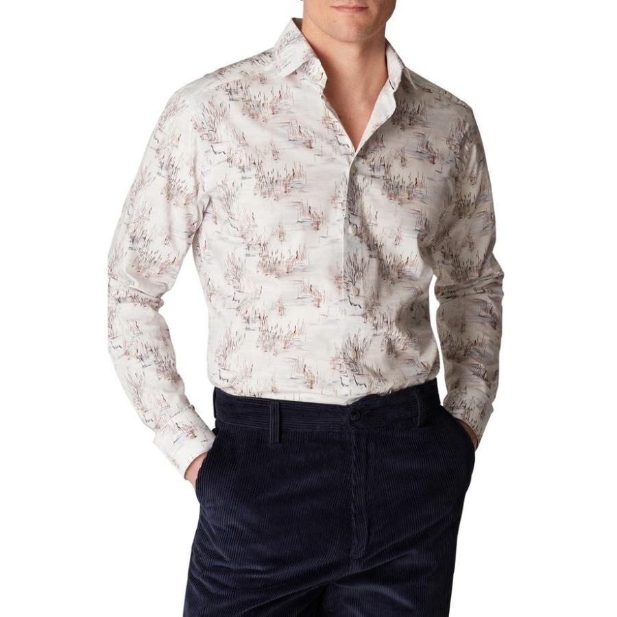 エトン メンズ シャツ トップス シャツ Slim トップス Fit Fit 91 6731309 offwhit Print Crane Shirt リビーダ エトン メンズ シャツ トップス シャツ Slim トップス Fit Fit 91 6731309 offwhit Print Crane Shirt リビーダ