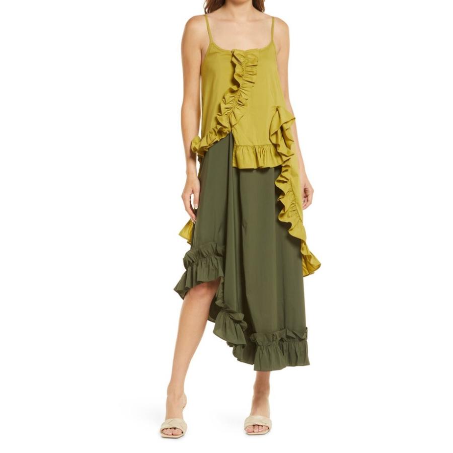 54 割引 Ruffled Midi トップス Dress エイミー リー ワンピース レディース Sleeveless Surihub Com