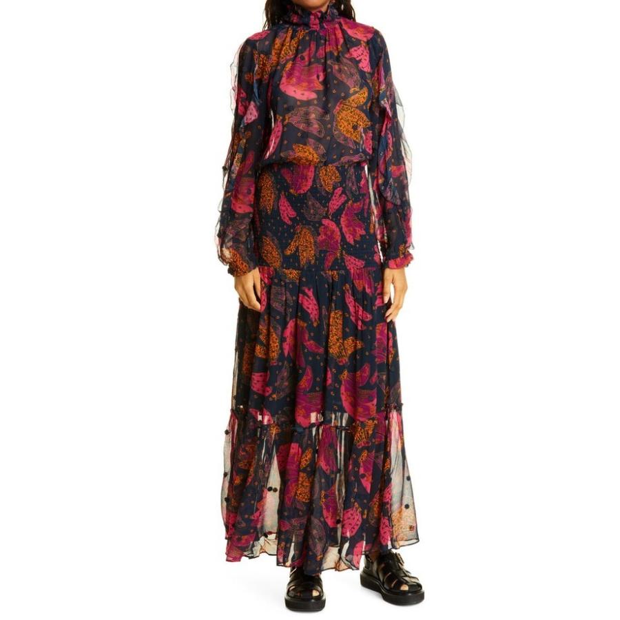 衝撃特価 ファーム レディース ワンピース トップス Patchwork Bananas Long Sleeve Maxi Dress お値打ち Www Vm3enviro Com
