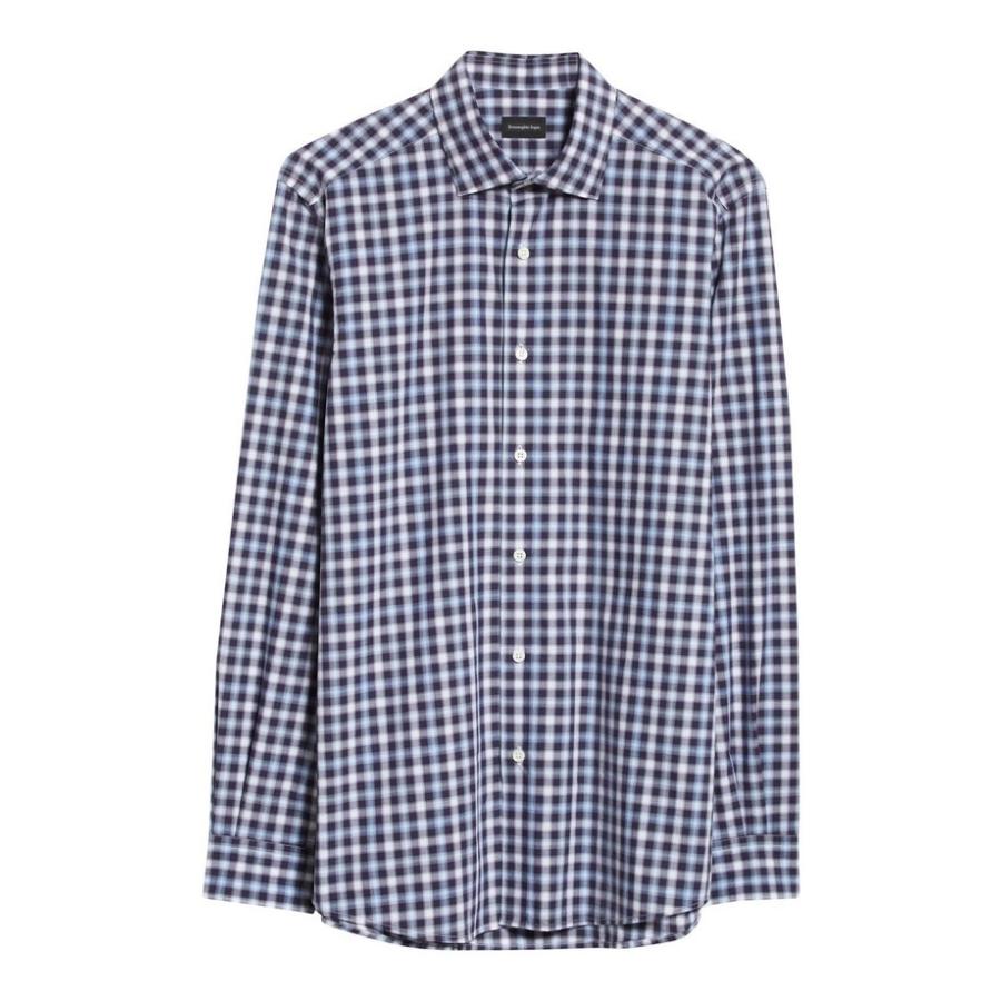 激安/新作 ゼニア メンズ Shirt Button-Up Check Cotton Pure トップス シャツ 長袖