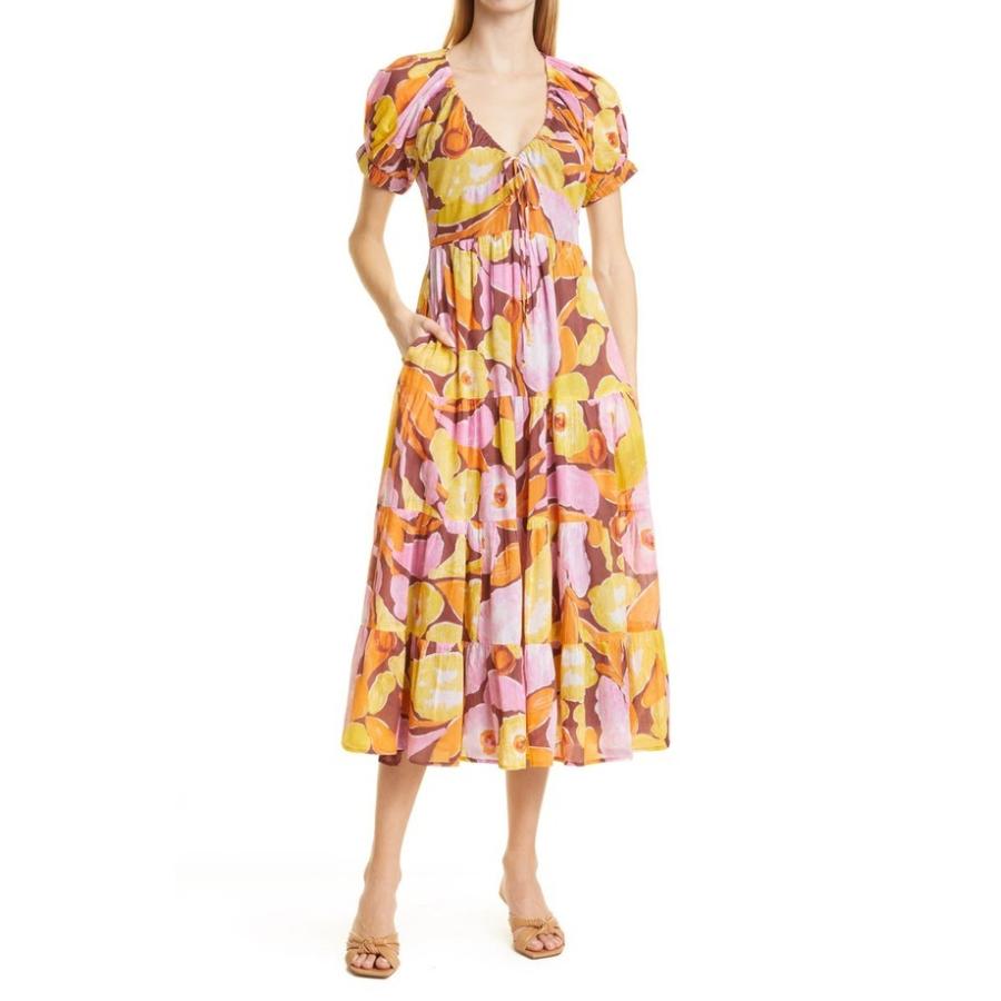 新作人気モデル ワンピース レディース バンジャナン トップス Dress Cotton Organic Tiered Print Floral Norma ワンピーススーツ